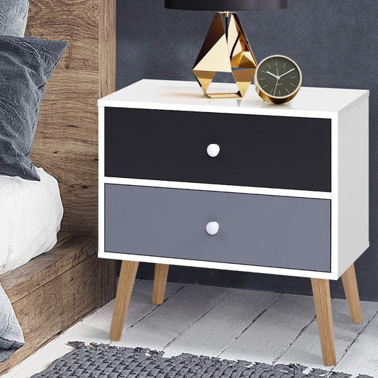 BONDS White Bedside Table 2 Drawers