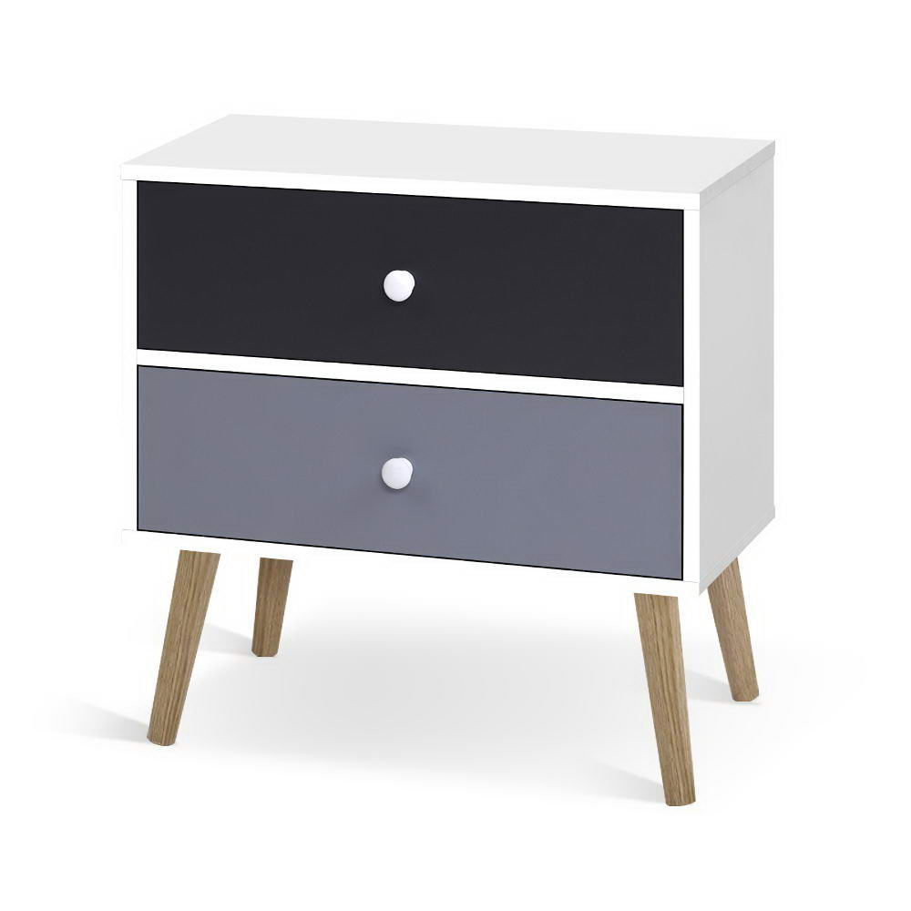 BONDS White Bedside Table 2 Drawers