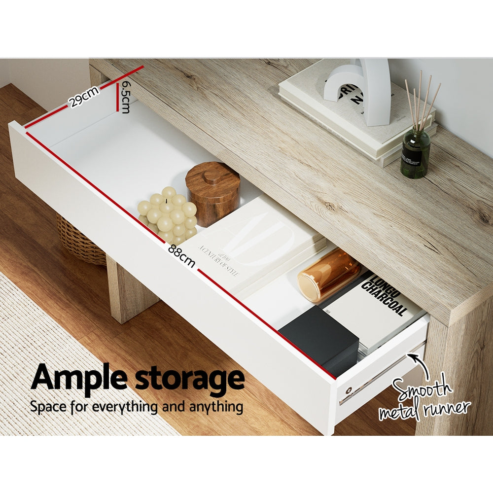 Pine Console Table Storage Drawer Jory White