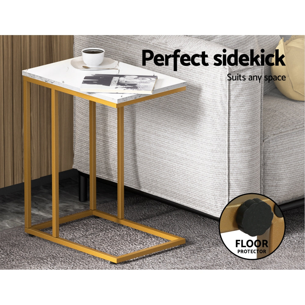 Emma Coffee Table Side Table Marble Effect