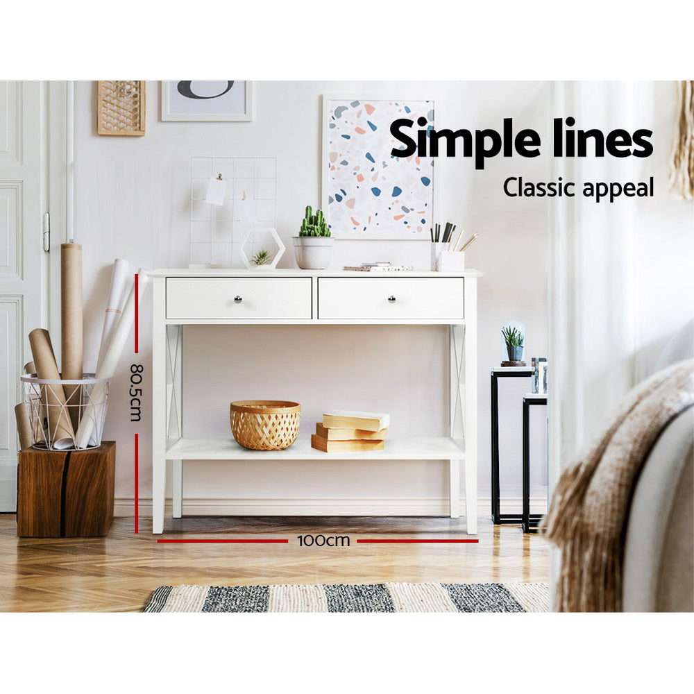 Chole Console Table 2 Drawers 100CM White