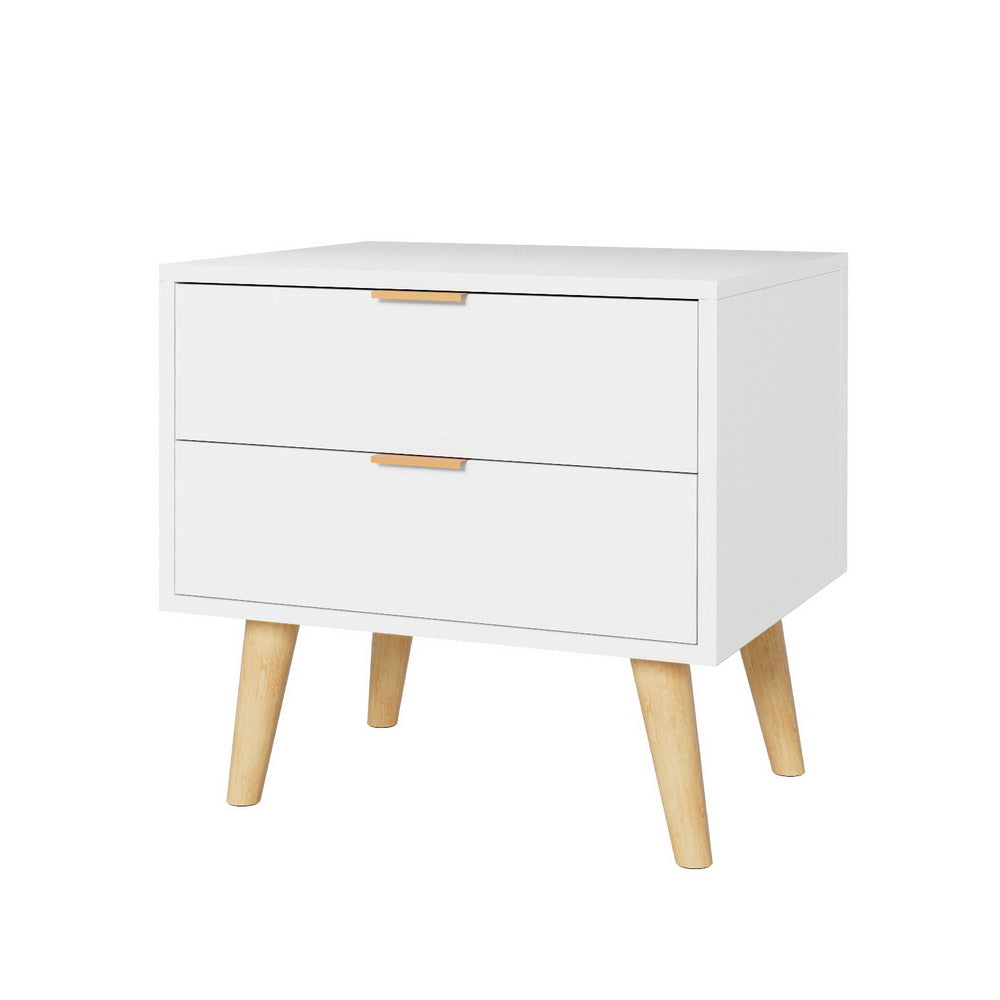 White Bedside Table 2 Drawers