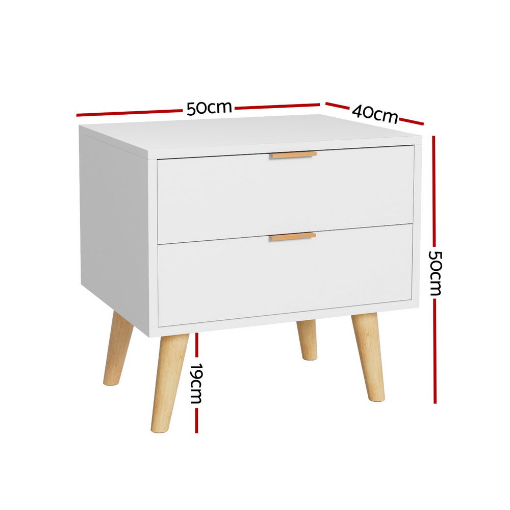 White Bedside Table 2 Drawers
