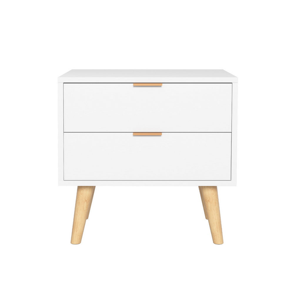 White Bedside Table 2 Drawers