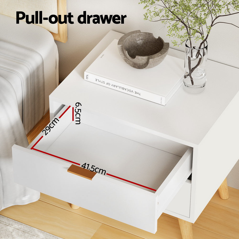 White Bedside Table 2 Drawers