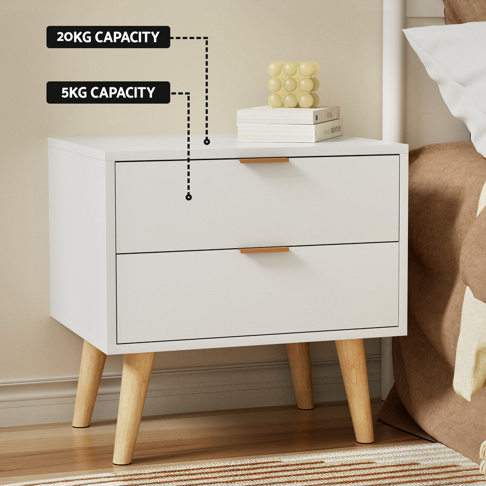 White Bedside Table 2 Drawers