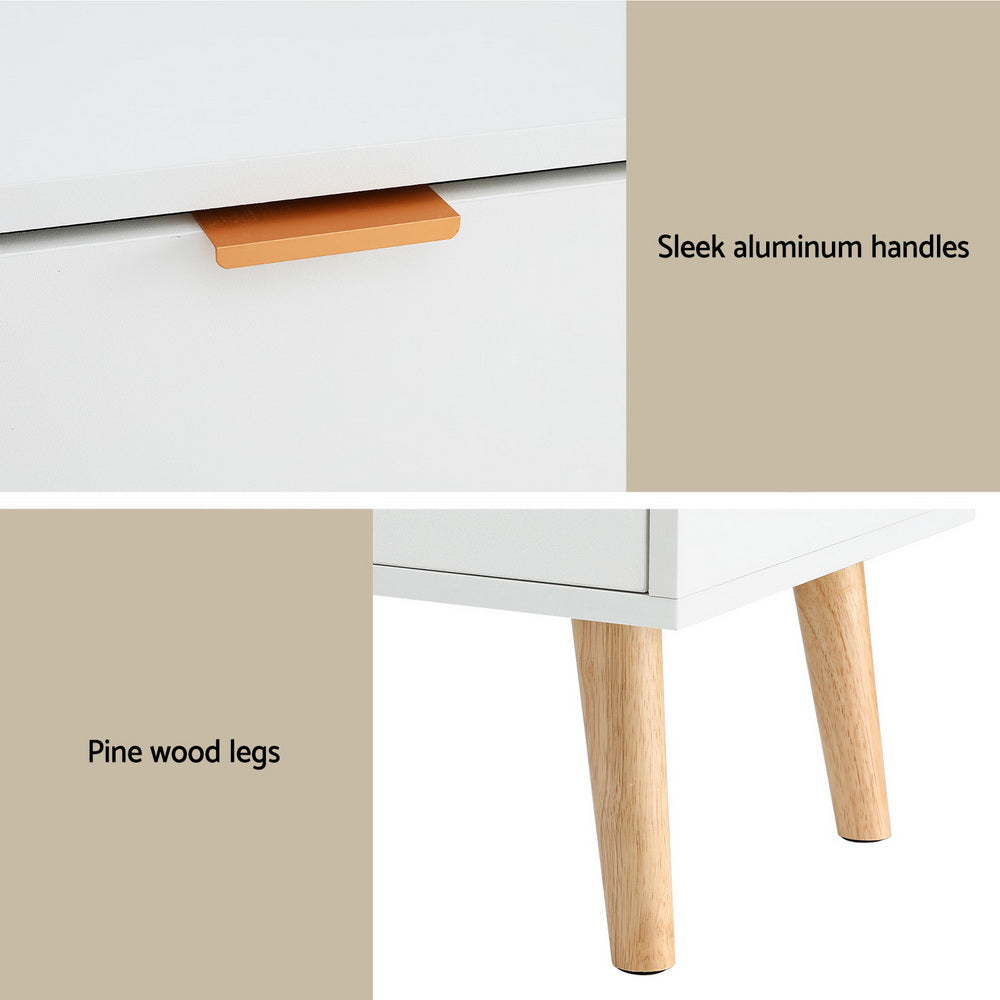 White Bedside Table 2 Drawers