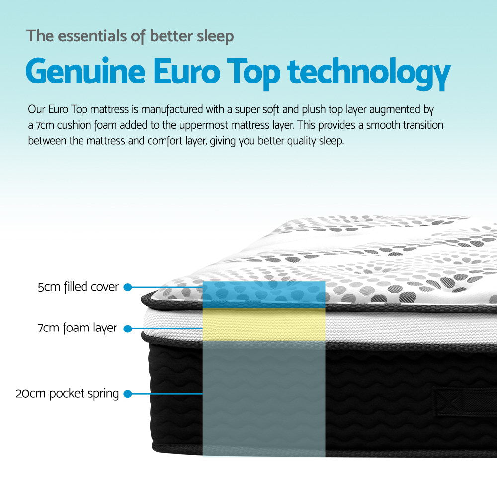 Single Bedding 32cm Mattress Euro Top King
