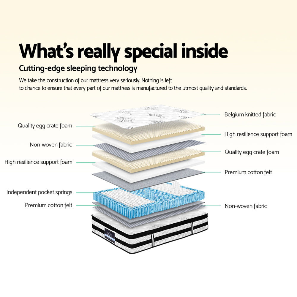 Double Bedding 34cm Mattress Euro Top Pocket Spring
