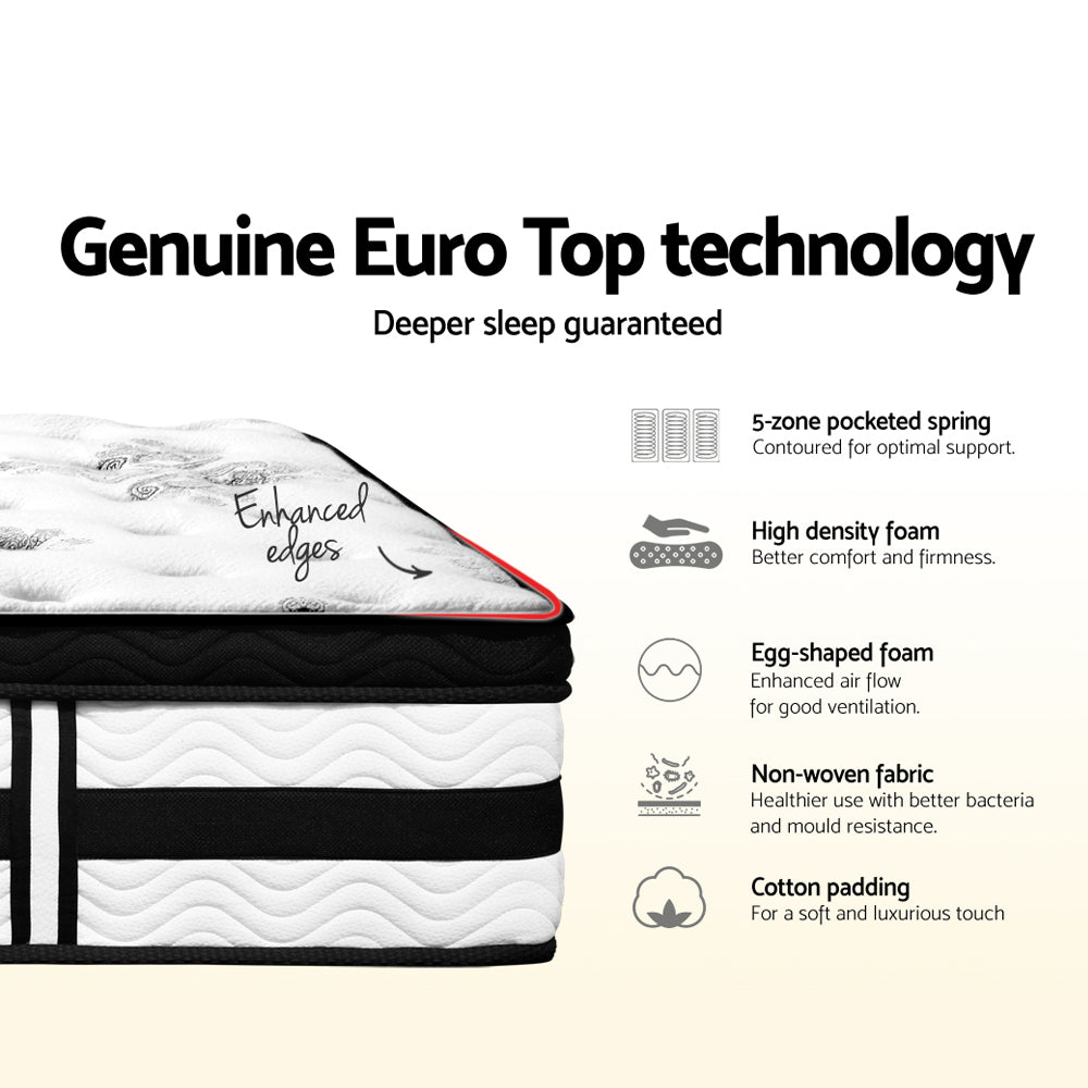 Double Bedding 34cm Mattress Euro Top Pocket Spring