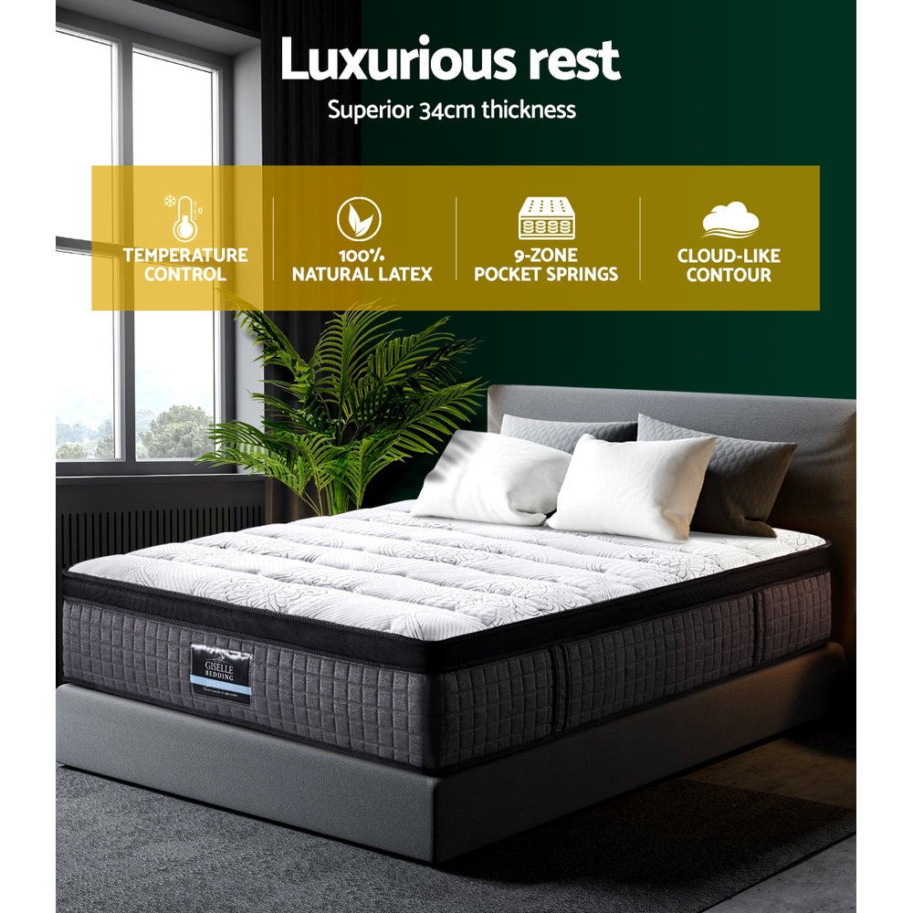 Double Bedding 34cm Mattress 9 Zone Latex Foam