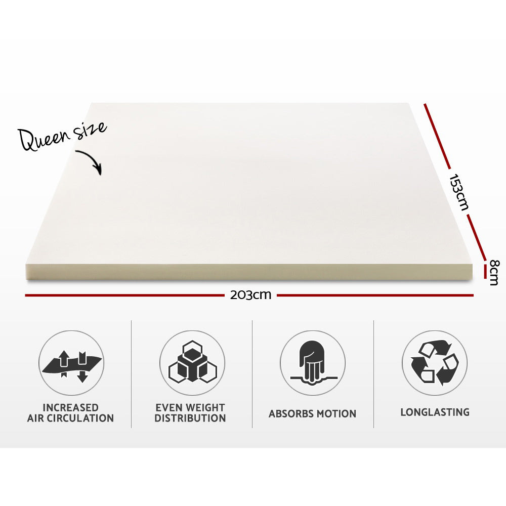 Queen Bedding Memory Foam Mattress Topper 8cm