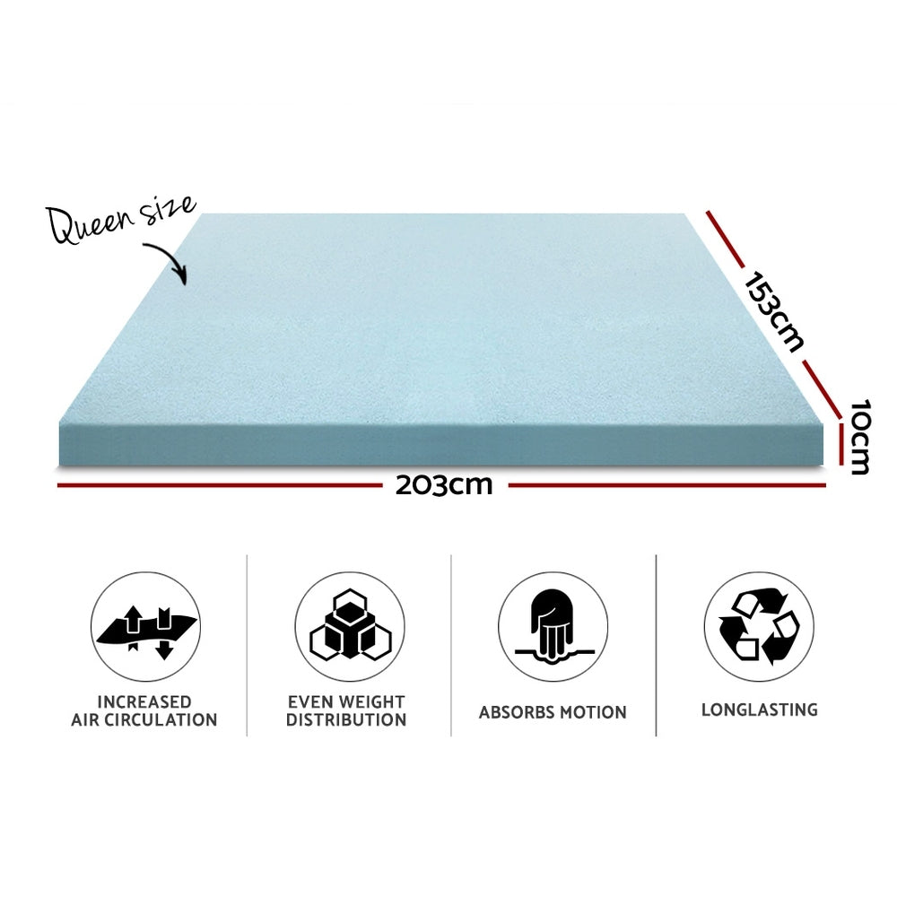 Queen Bedding Memory Foam Mattress Topper Cool Gel 10cm