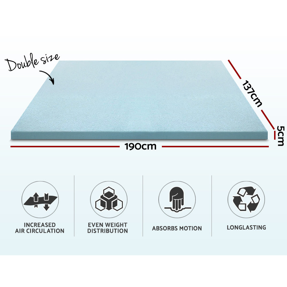 Double Bedding Memory Foam Mattress Topper Cool Gel 5cm