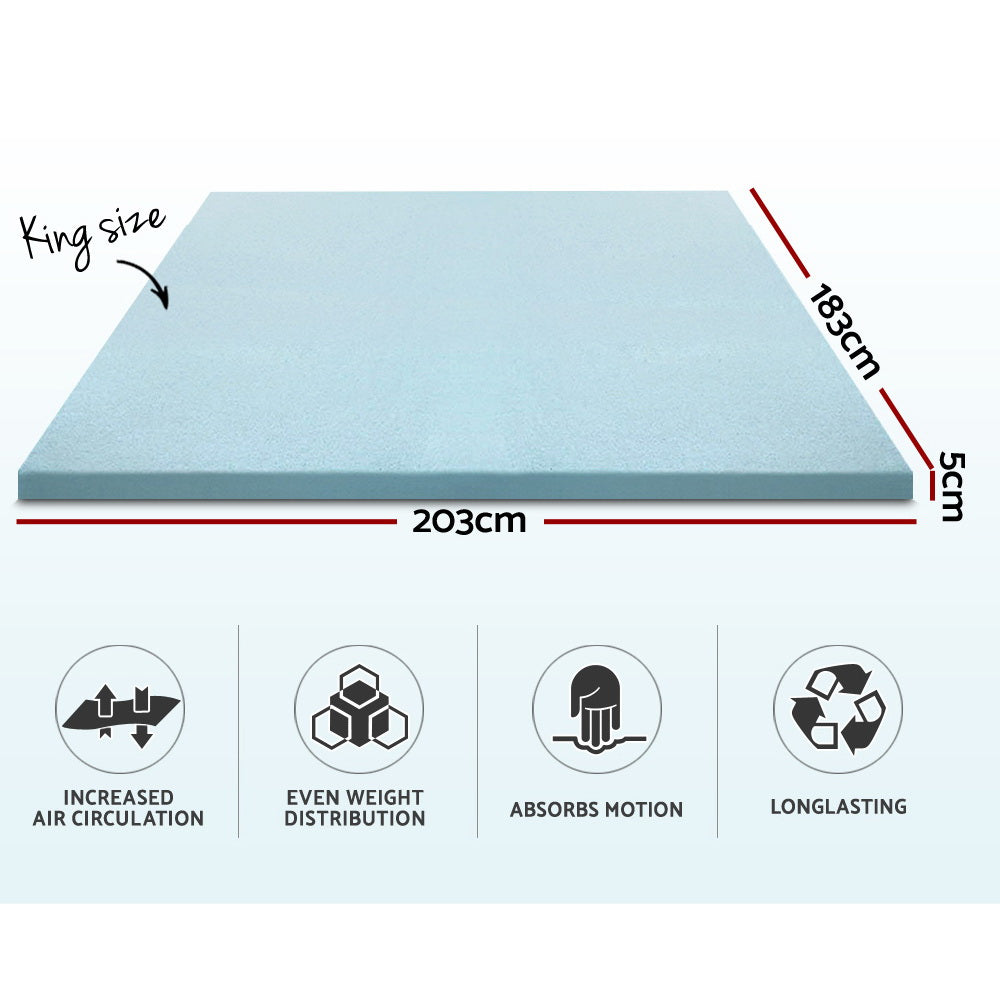 King Bedding Memory Foam Mattress Topper Cool Gel 5cm