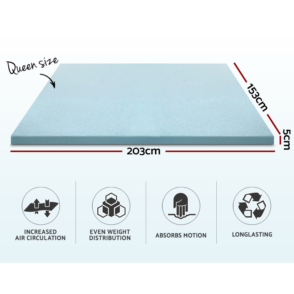 Queen Bedding Memory Foam Mattress Topper Cool Gel 5cm
