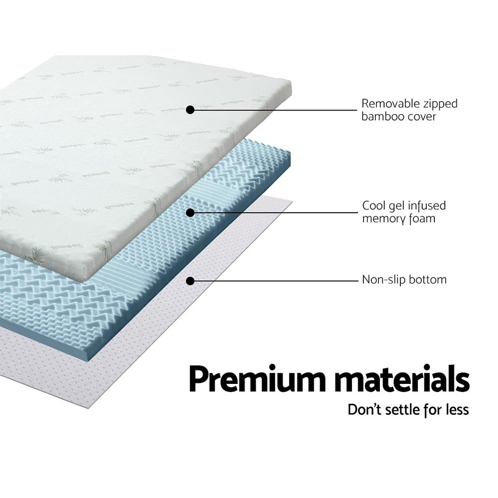 Queen Bedding Memory Foam Mattress Topper Cool Gel 5cm
