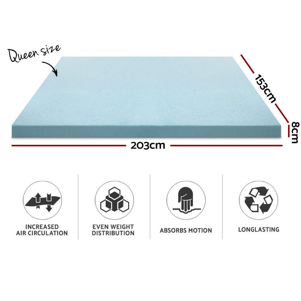Queen Bedding Memory Foam Mattress Topper Cool Gel 8cm