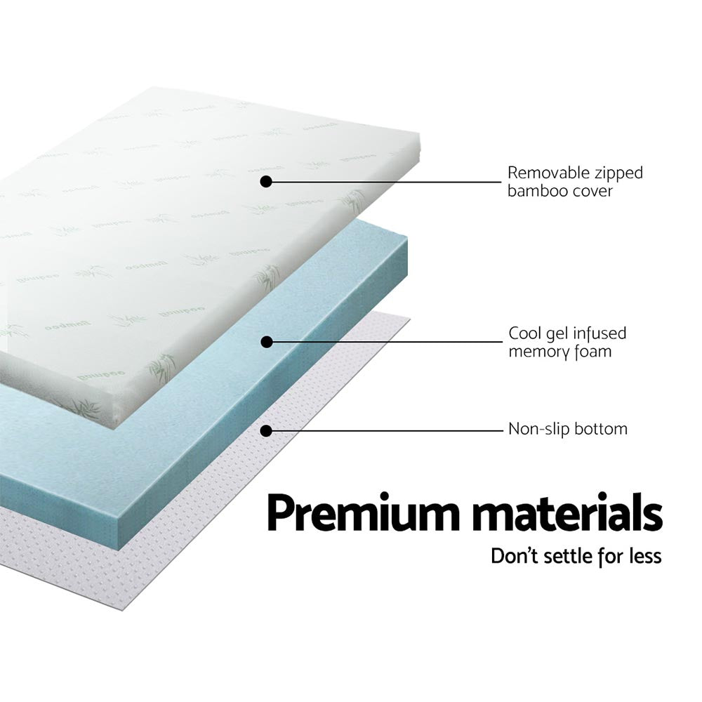 Queen Bedding Memory Foam Mattress Topper Cool Gel 8cm