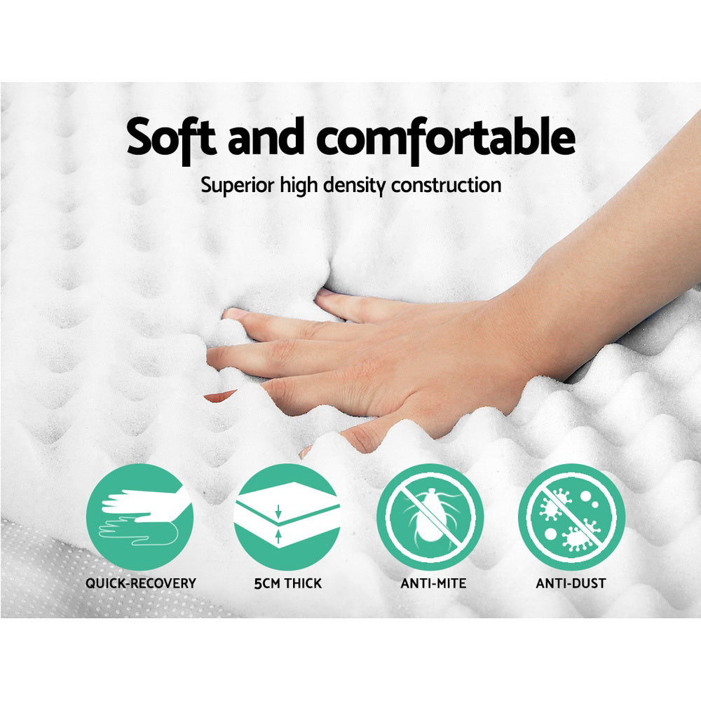 Queen Bedding Memory Foam Mattress Topper Egg Crate 5cm