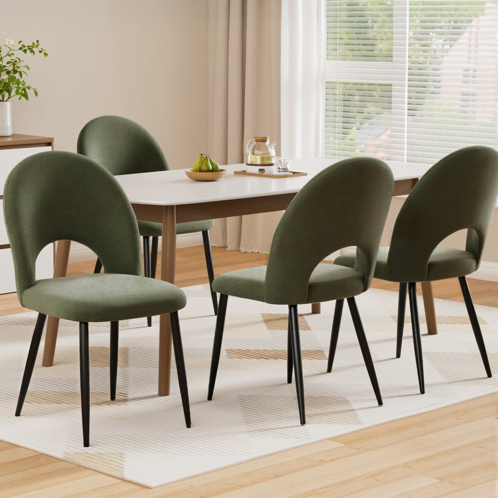 Dining Chairs Set of 4 Velvet Hollow Green