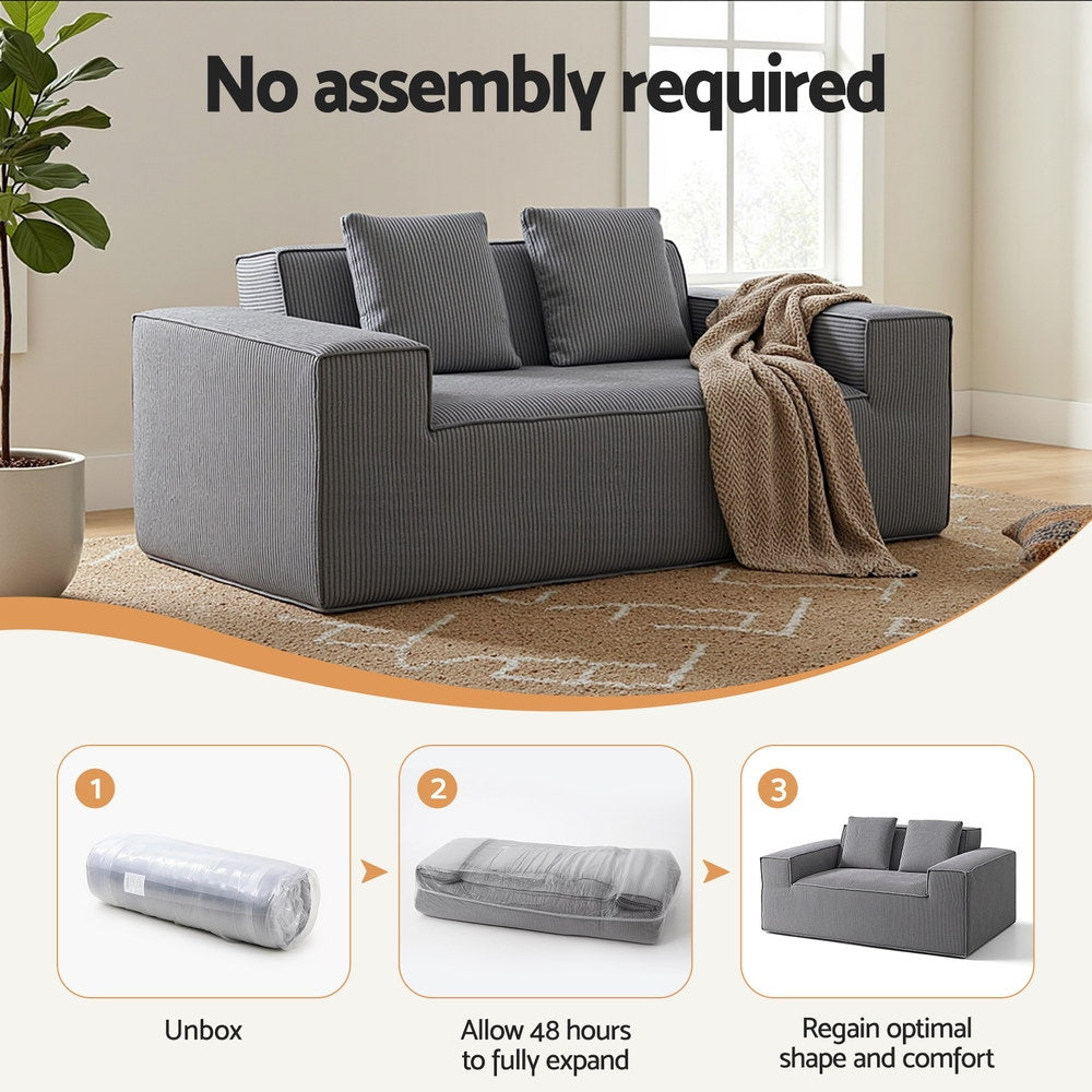 2 Seater Sofa Loveseat Sofas Bed Couch No Assembly Corduroy Small Couches Apartement