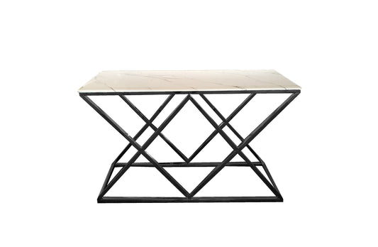 Alsea Console Table Black Base - White Marble