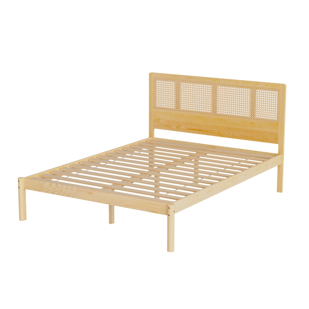RITA Bed Frame Double Size Rattan Wooden