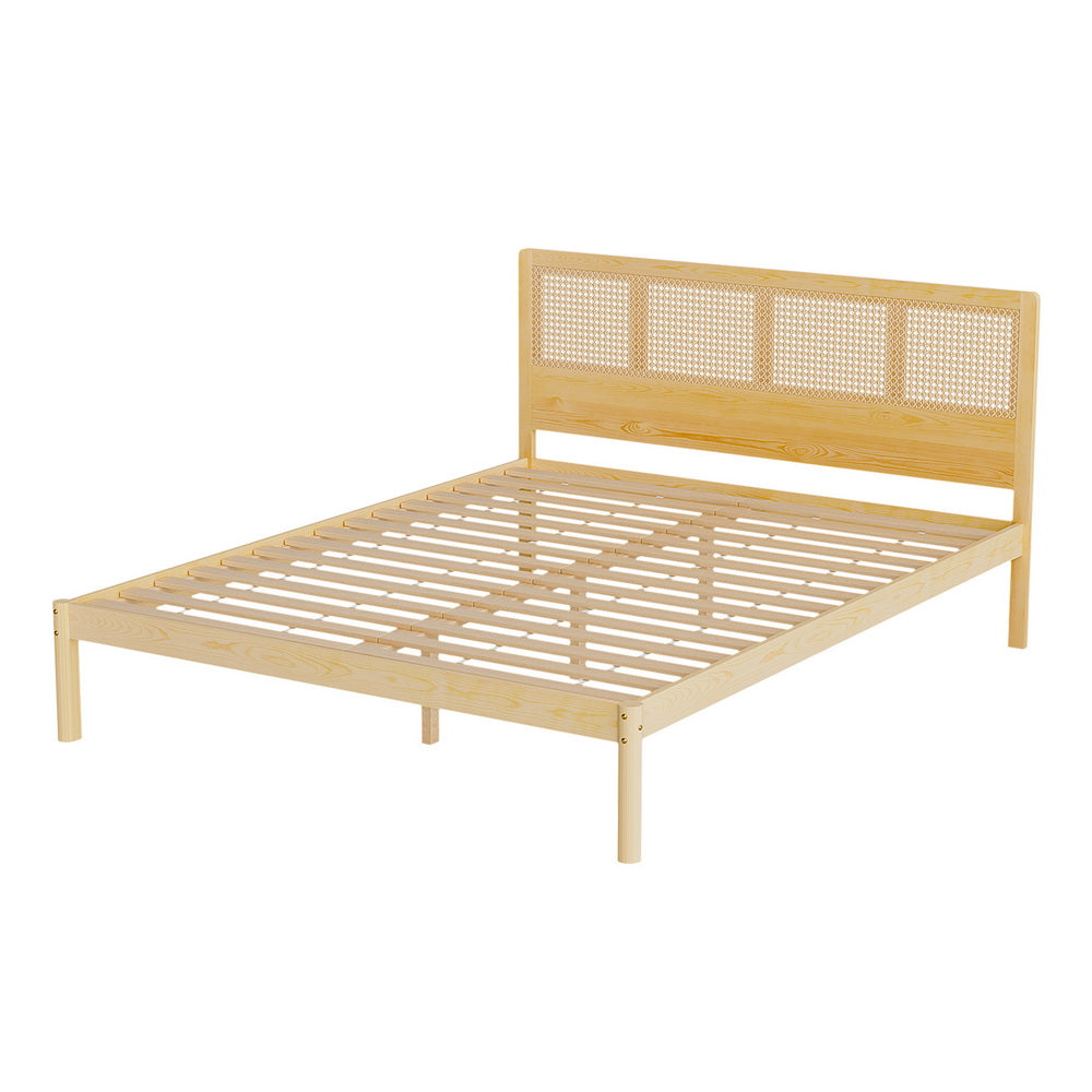 RITA Bed Frame Queen Size Rattan Wooden