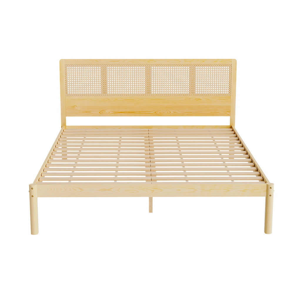 RITA Bed Frame Queen Size Rattan Wooden