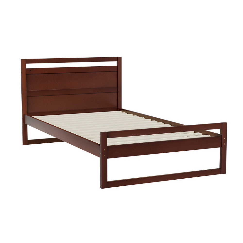 WITTON Bed Frame King Single Size Wooden Walnut