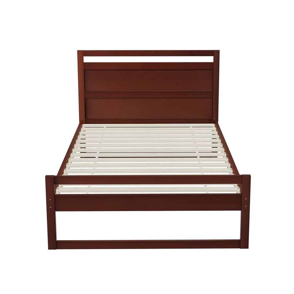 WITTON Bed Frame King Single Size Wooden Walnut