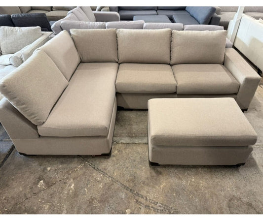 ⭐️Beige L- Shape sofa with Ottoman | Pre-owned – Steam cleaned | SYDNEY WIDE DELIVERY