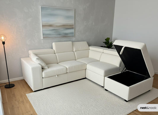 BRAND NEW - L-SHAPE SOFA BED WITH OTTOMAN – FREE DELIVERY