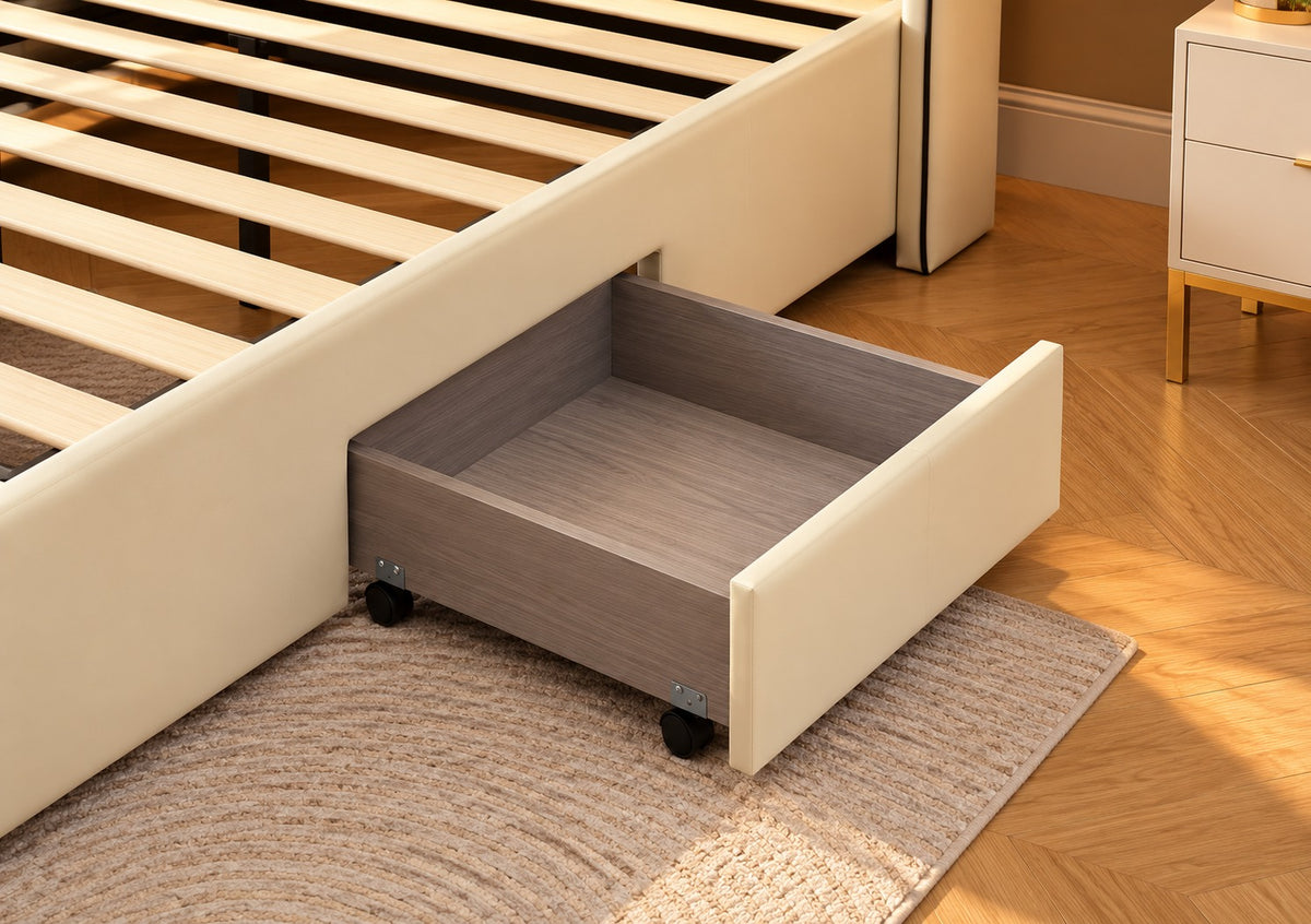 Brand New RIO Cream Tufted Bed Frame | 4 Drawers | King Size | Sydney Wide Delivery