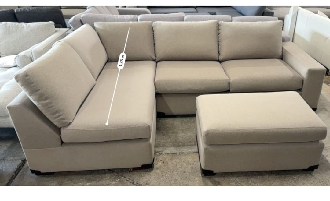 ⭐️Beige L- Shape sofa with Ottoman | Pre-owned – Steam cleaned | SYDNEY WIDE DELIVERY