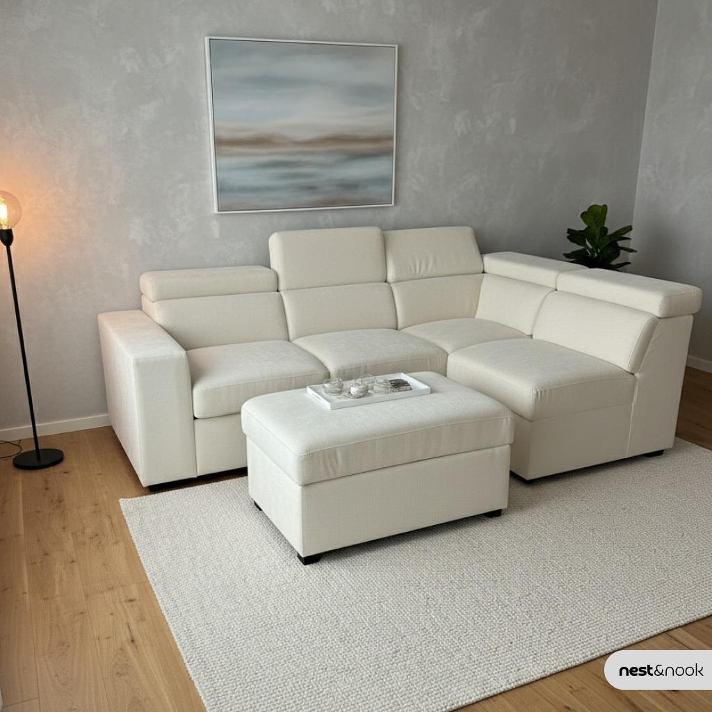 BRAND NEW - L-SHAPE SOFA BED WITH OTTOMAN – FREE DELIVERY