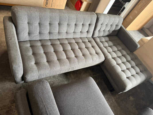 ⭐️ Lounge lovers L-Shape Charcoal Sofa  | Pre-owned – Steam cleaned | SYDNEY WIDE DELIVERY