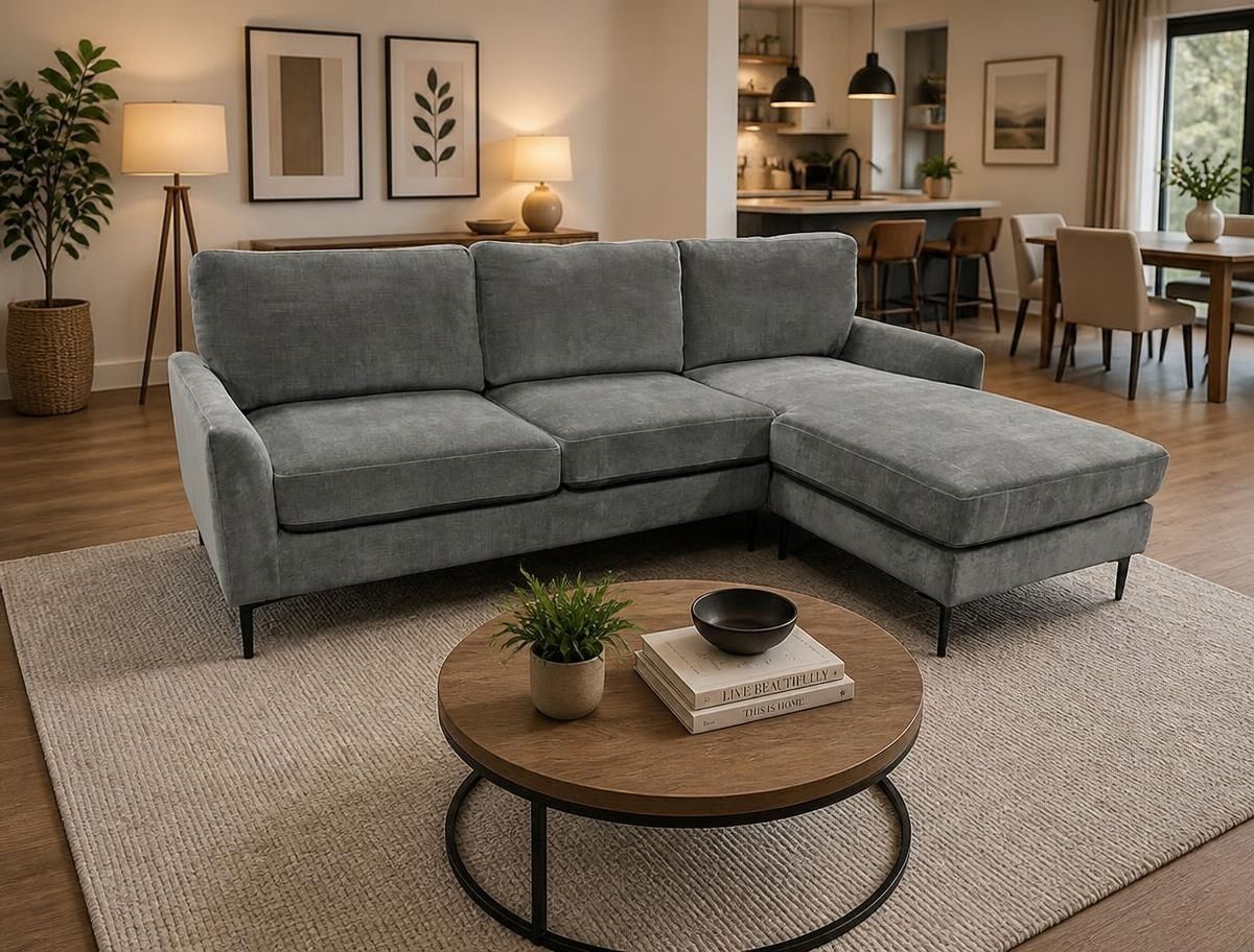 Brand New AIDA Dark Grey L-Shape Reversible Chaise Sofa | Sydney Wide Delivery