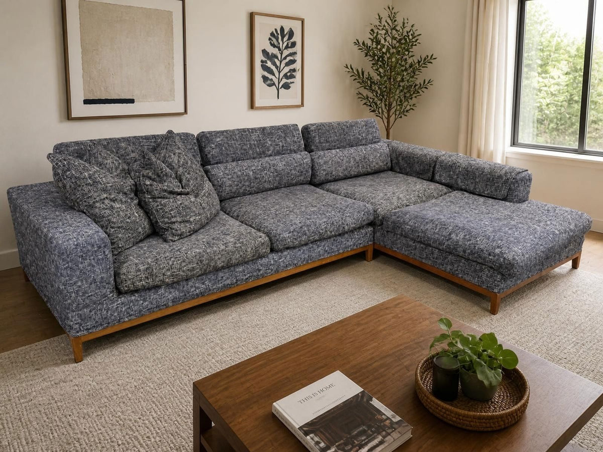 Feather Comfort L-Shape Sofa | Adjustable Headrests | Sydney Wide Delivery | Pre - Owned