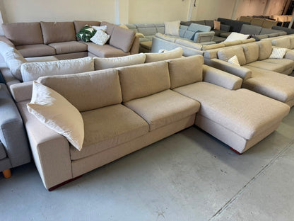Plush Beige L-Shape Sofa | Pre-Owned | Steam Cleaned | Sydney Wide Delivery