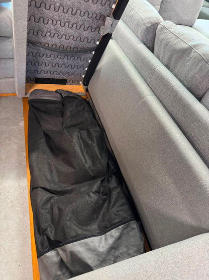 Grey L-Shape Sofa Bed with Inflatable Mattress | Pre-Owned | Steam Cleaned | Sydney Wide Delivery