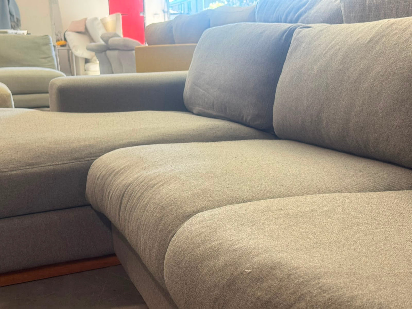 Grey L-Shape Sofa Bed with Inflatable Mattress | Pre-Owned | Steam Cleaned | Sydney Wide Delivery