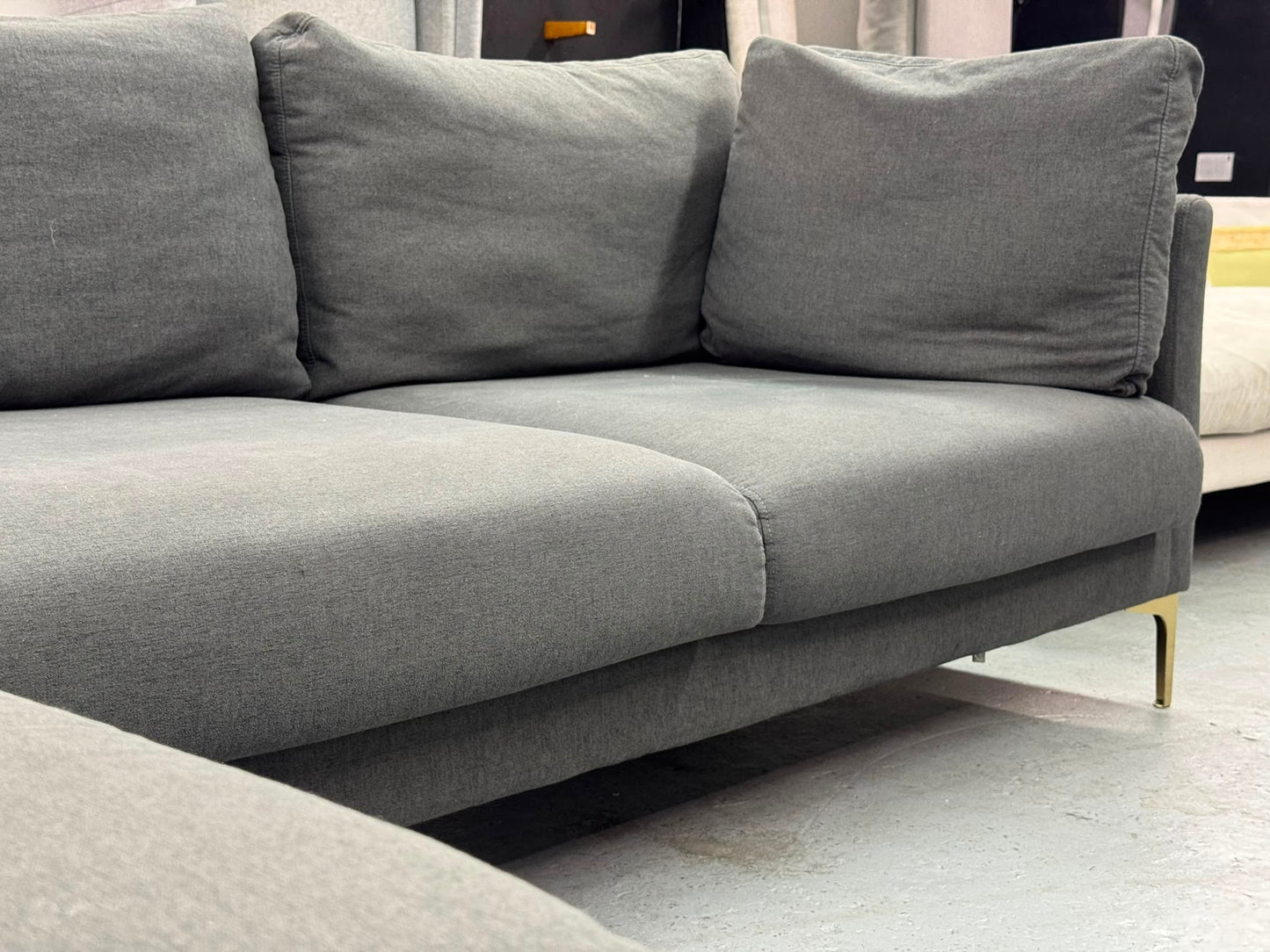 Castelery Grey L-Shape Sofa | Pre-Owned | Steam Cleaned | Sydney Wide Delivery