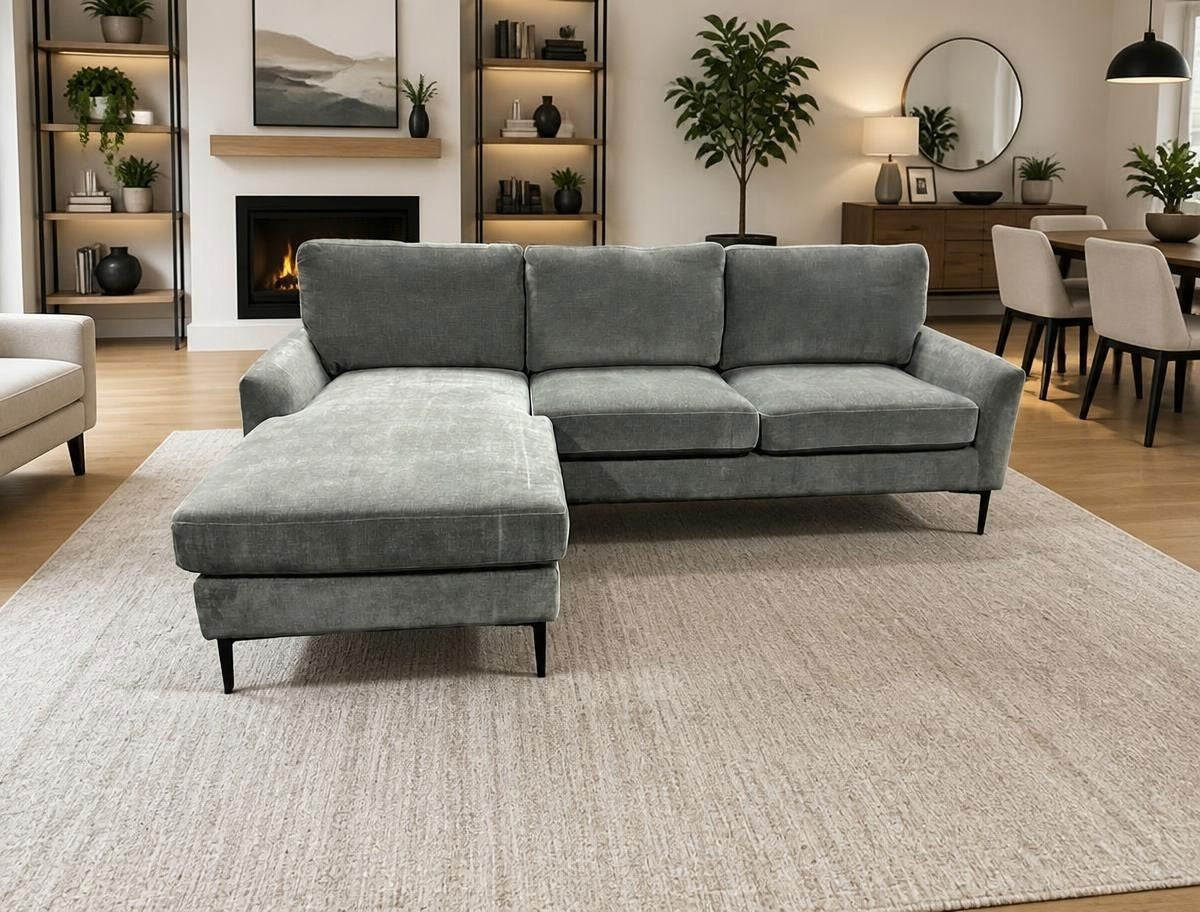 Brand New AIDA Dark Grey L-Shape Reversible Chaise Sofa | Sydney Wide Delivery