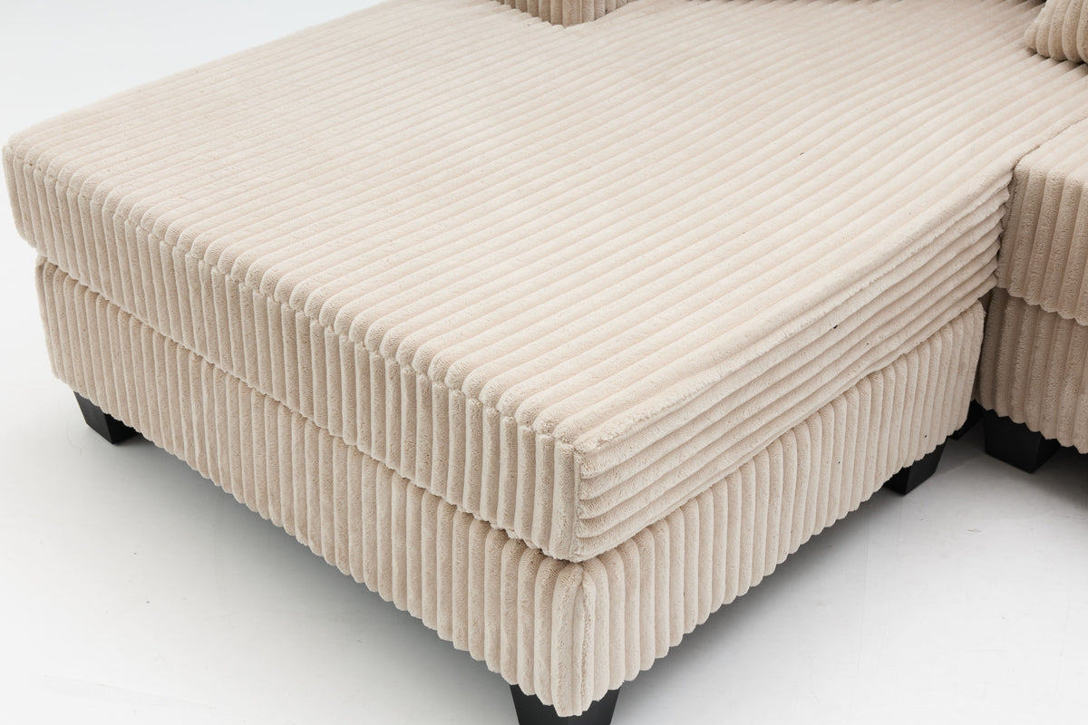 Brand New Beige Corduroy L-Shape Sofa | Sydney Wide Delivery