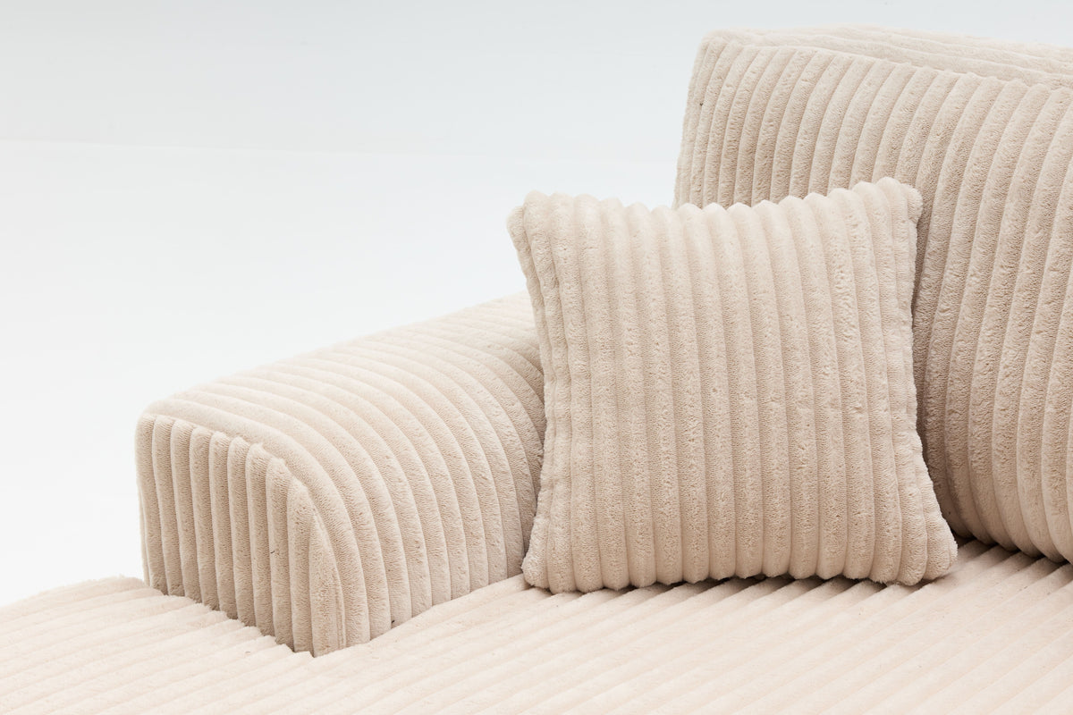 Brand New Beige Corduroy L-Shape Sofa | Sydney Wide Delivery