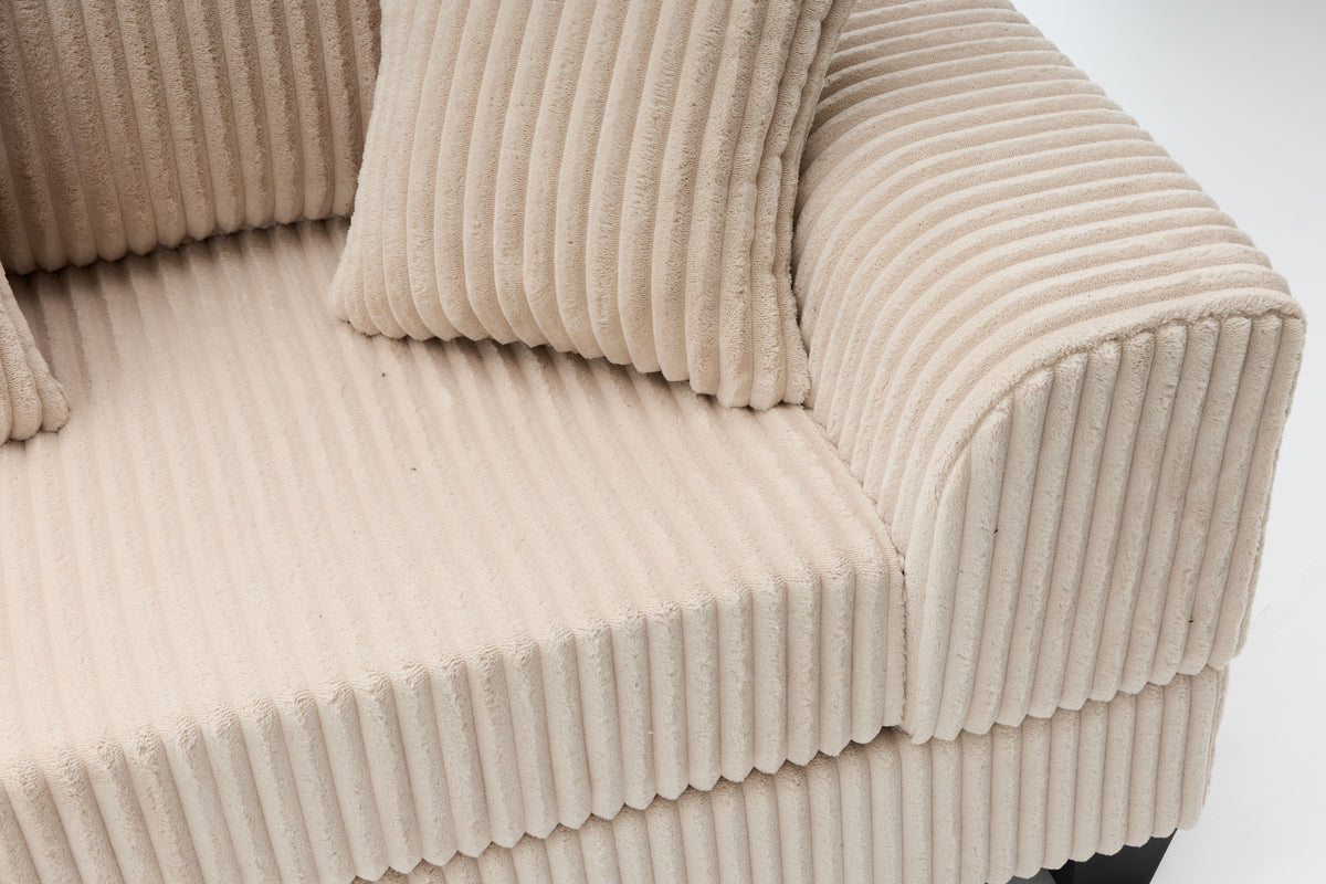 Brand New Beige Corduroy L-Shape Sofa | Sydney Wide Delivery