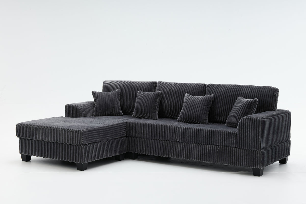 Brand New Dark Grey Corduroy L-Shape Sofa | Sydney Wide Delivery