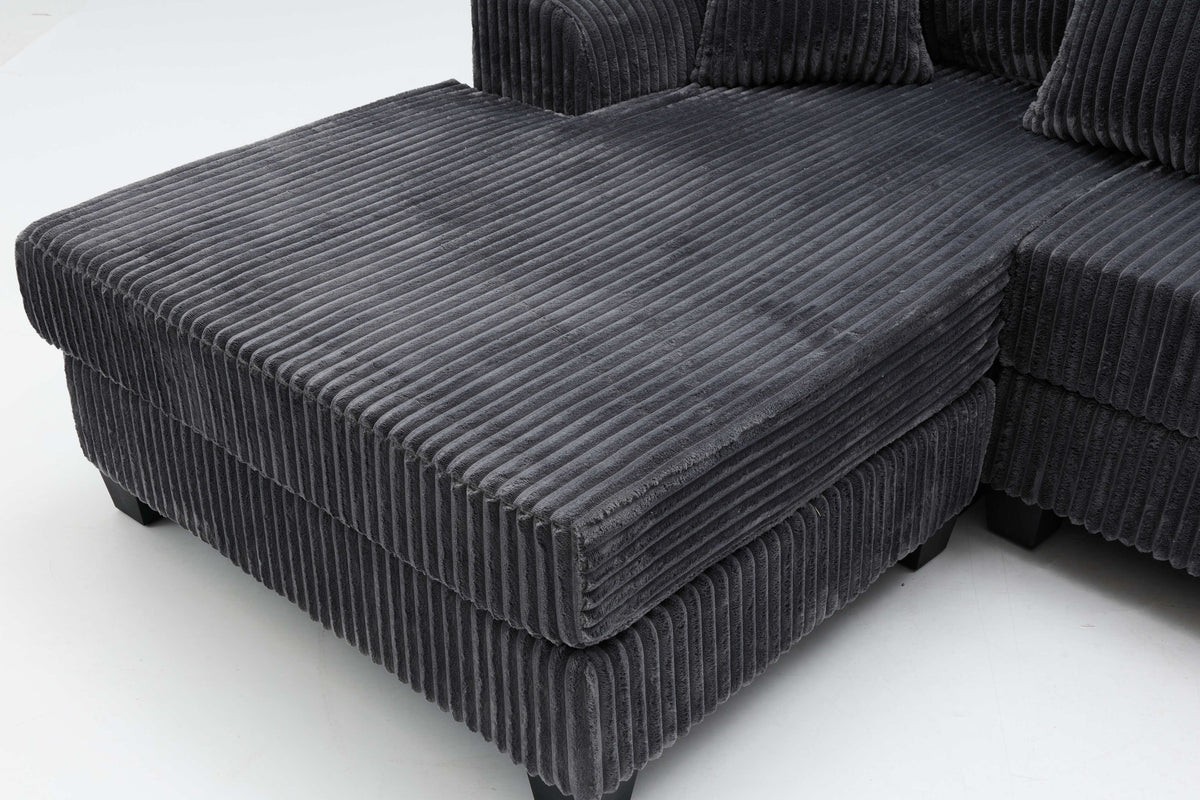 Brand New Dark Grey Corduroy L-Shape Sofa | Sydney Wide Delivery